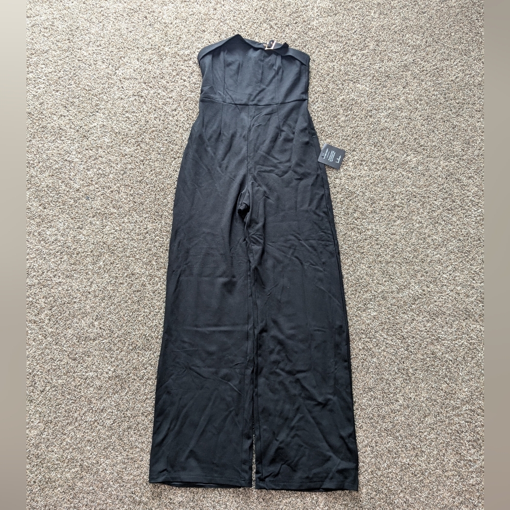 NWT Lulu's Strapless Wide Leg Jumpsuit Size Small Black